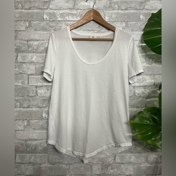 AG ADRIANO GOLDSCHMIED | white scoop-neck short sleeve 100%  cotton tshir… - Picture 3 of 8